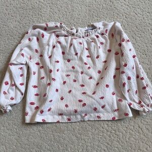 Mayoral Long Sleeve Strawberry Shirt Girls Size 5